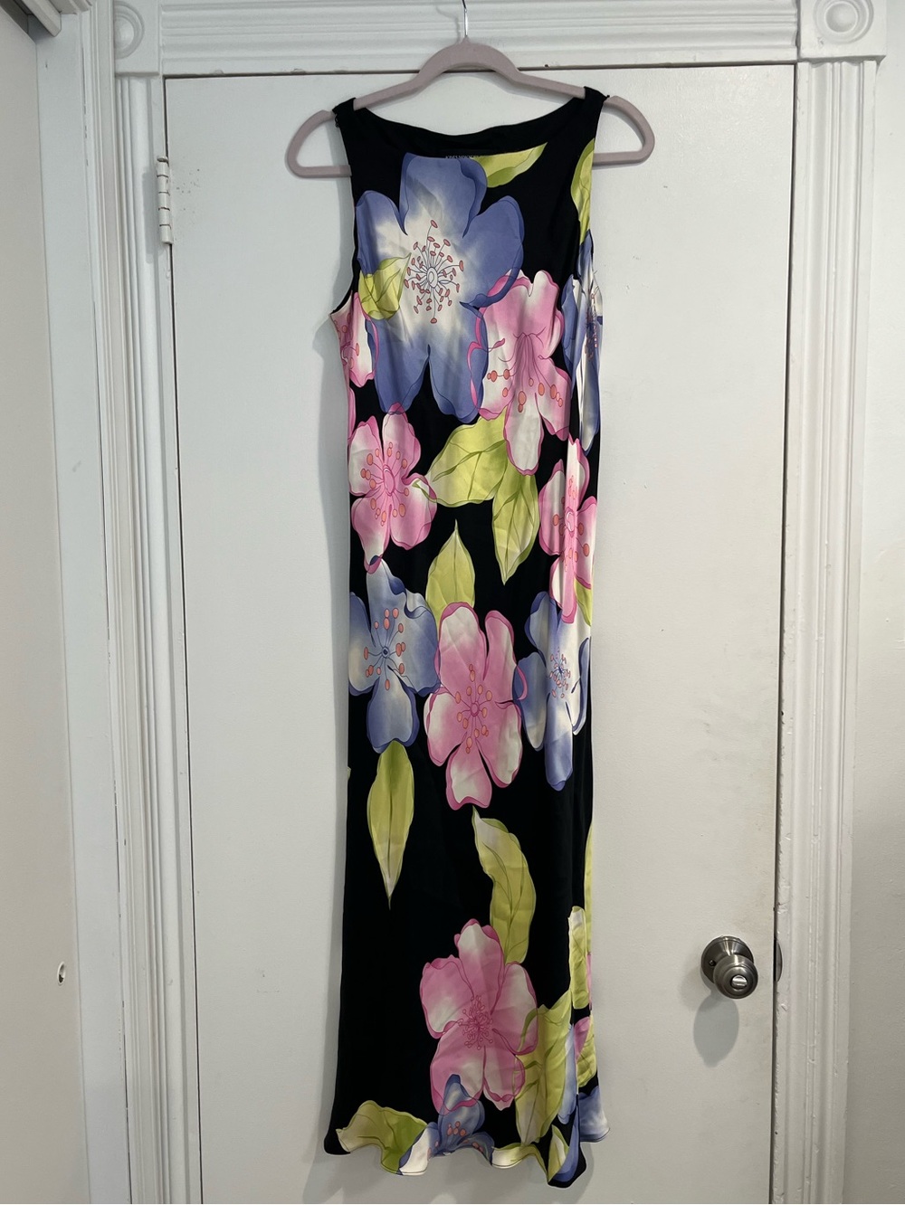 Jones New York Vintage Black Floral Silk Midi Dress Sz. 16 NWT - Picture 2 of 9